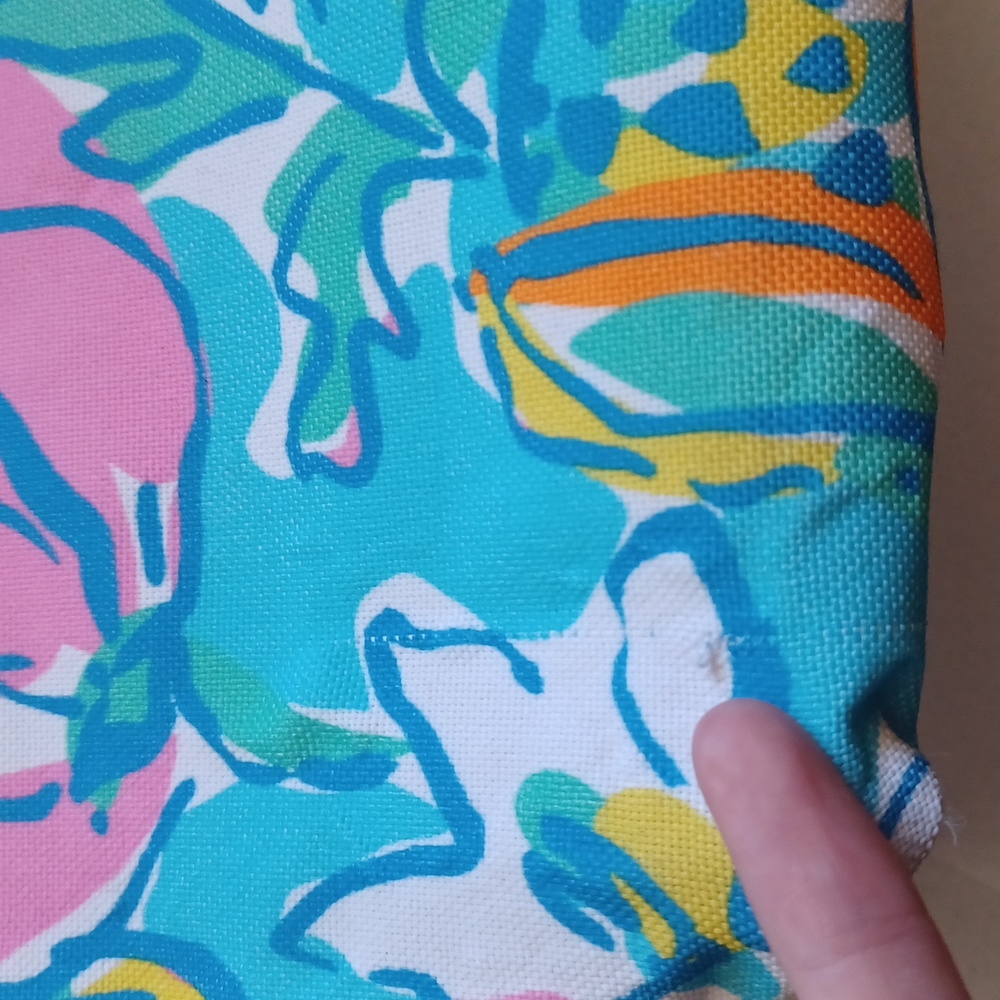 Lilly Pultizer for Estee Lauder bright floral tote bag + pink gold cosmetic bag - Picture 15 of 17